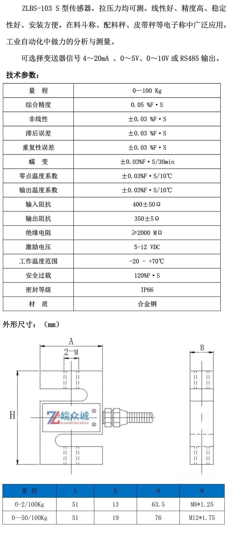 ZLBS-103 （0--100 Kg）